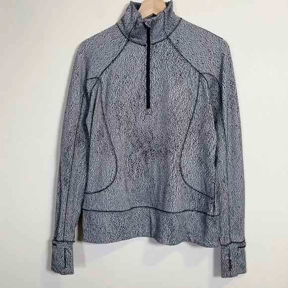 LULULEMON | RUSH HOUR LONG SLEEVE LUON SPRAY JACQUARD WHITE BLACK - Picture 3 of 16